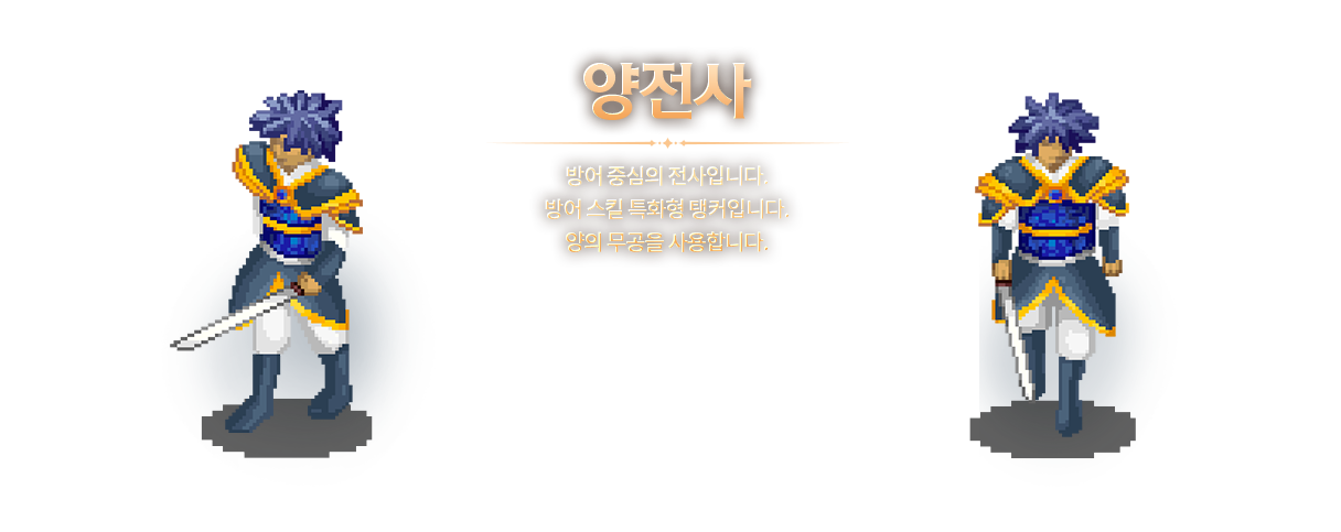 양전사: 방어 중심의 공격 전사입니다. 방어 중심이다 보니 공격보다 방어를 최우선합니다.